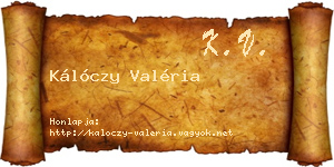 Kálóczy Valéria névjegykártya